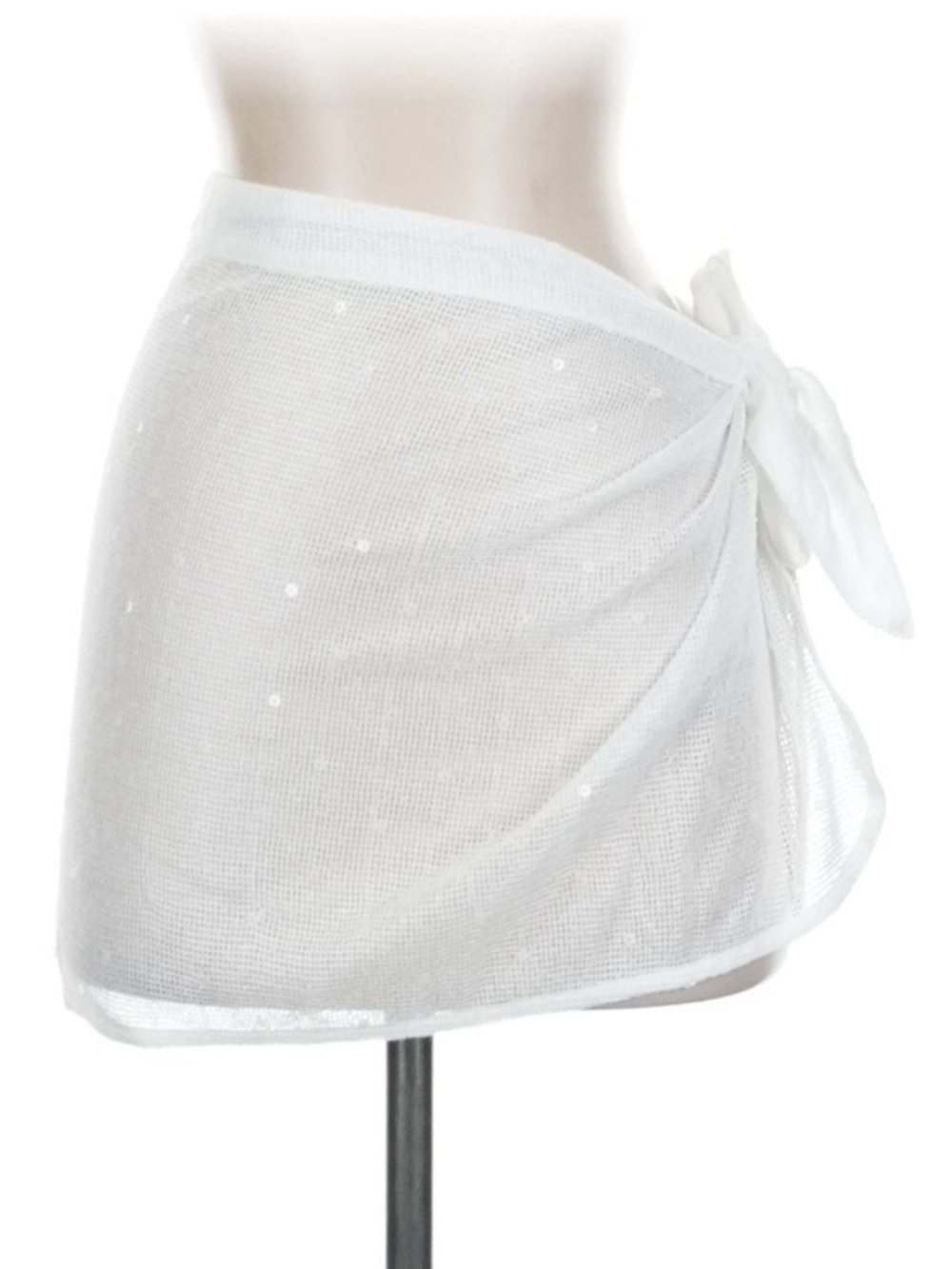 Solid and Striped White Sequin Swim coverup